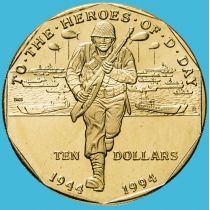 Маршалловы острова 10 долларов 1994 год. Героям Высадки в Нормандии