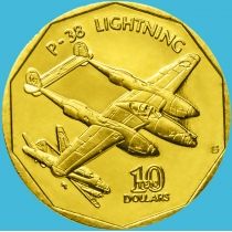Маршалловы острова 10 долларов 1991 год. Lockheed P-38 Lightning