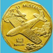 Маршалловы острова 10 долларов 1991 год. North American P-51 Mustang