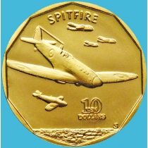 Маршалловы острова 10 долларов 1991 год. Supermarine Spitfire