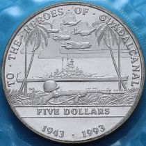 Маршалловы острова 5 долларов 1993 год. Герои Гуадалканала