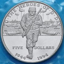 Маршалловы острова 5 долларов 1994 год. Героям высадки в Нормандии