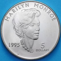 Маршалловы острова 5 долларов 1995 год. Мерлин Монро