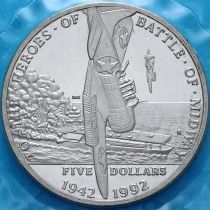 Маршалловы острова 5 долларов 1992 год. Битва за Мидуэй