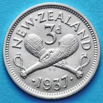 Новая Зеландия 3 пенса 1937 год. Серебро.