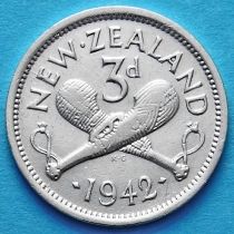 Новая Зеландия 3 пенса 1942 год. Серебро.