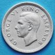 Монета Новой Зеландии 3 пенса 1945 год. Серебро.