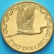 Монета Новая Зеландия 2 доллара 1990 год. Белая цапля. BU