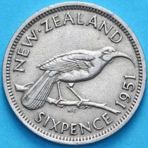 Новая Зеландия 6 пенсов 1951 год. Гуйя.