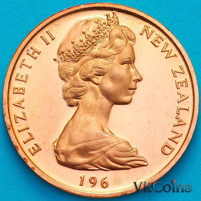 Монета Новая Зеландия 2 цента 1968 год. Пруф