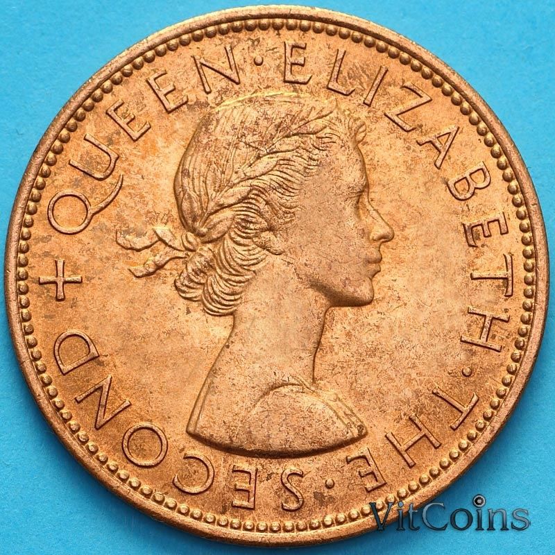 Монеты Новая Зеландия 1 пенни 1965 год. Новозеландский туи.