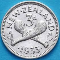Новая Зеландия 3 пенса 1933 год. Серебро.