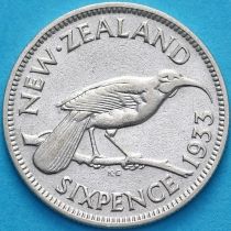 Новая Зеландия 6 пенсов 1933 год. Серебро.