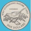 Монета Новая Зеландия 5 долларов 1997 год. Тико, новозеландский скворец