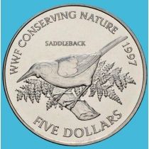 Новая Зеландия 5 долларов 1997 год. Тико, новозеландский скворец