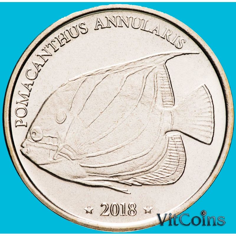 Монета Западное Самоа 10 франков 2018 год. Рыба-Ангел Монета Западное Самоа 10 франков 2018 год. Рыба-Ангел