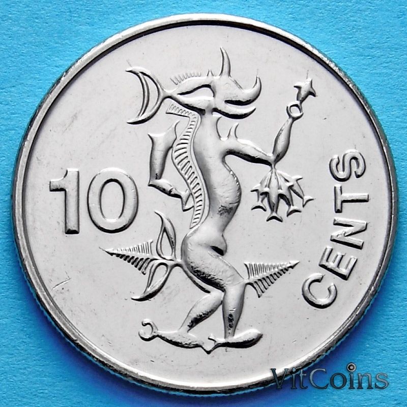 Монета Соломоновых островов 10 центов 2010 год.