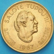 Тонга 1 паанга 1967 год. Надпечатка " IN MEMORIAM 1965+1970" №2