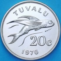 Тувалу 20 центов 1976 год. Летучая рыба. BU