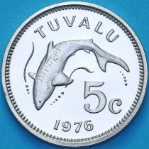 Тувалу 5 центов 1976 год. Тигровая акула. BU