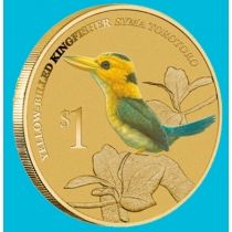 Тувалу 1 доллар 2013 год. Желтоклювый зимородок