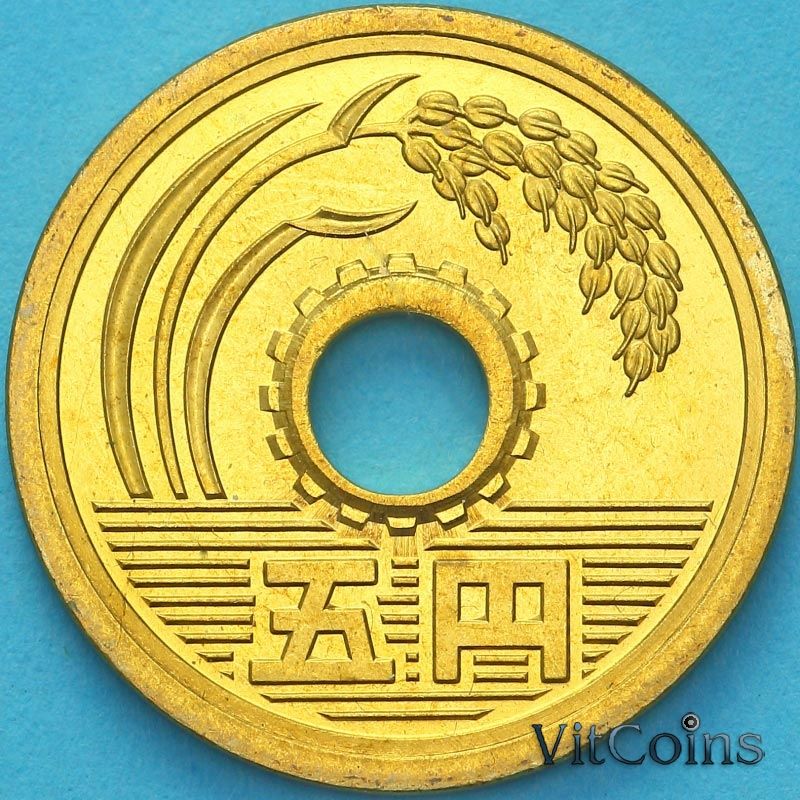 Монета Япония 5 йен 1994 год. BU