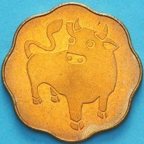 Япония жетон монетного двора 1997 год. Восточный календарь. Год быка