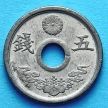 Монета Японии 5 сен 1944 год.