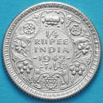 Британская Индия 1/4 рупии 1942 год. Серебро