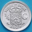 Монета Голландской Ост-Индии 1/4 гульдена 1929 год. Серебро.