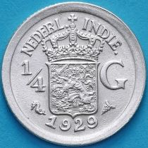 Индия Нидерландская Восточная 1/4 гульдена 1929 год. Серебро.