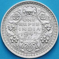 Британская Индия 1 рупия 1942 год. Серебро. Георг VI.