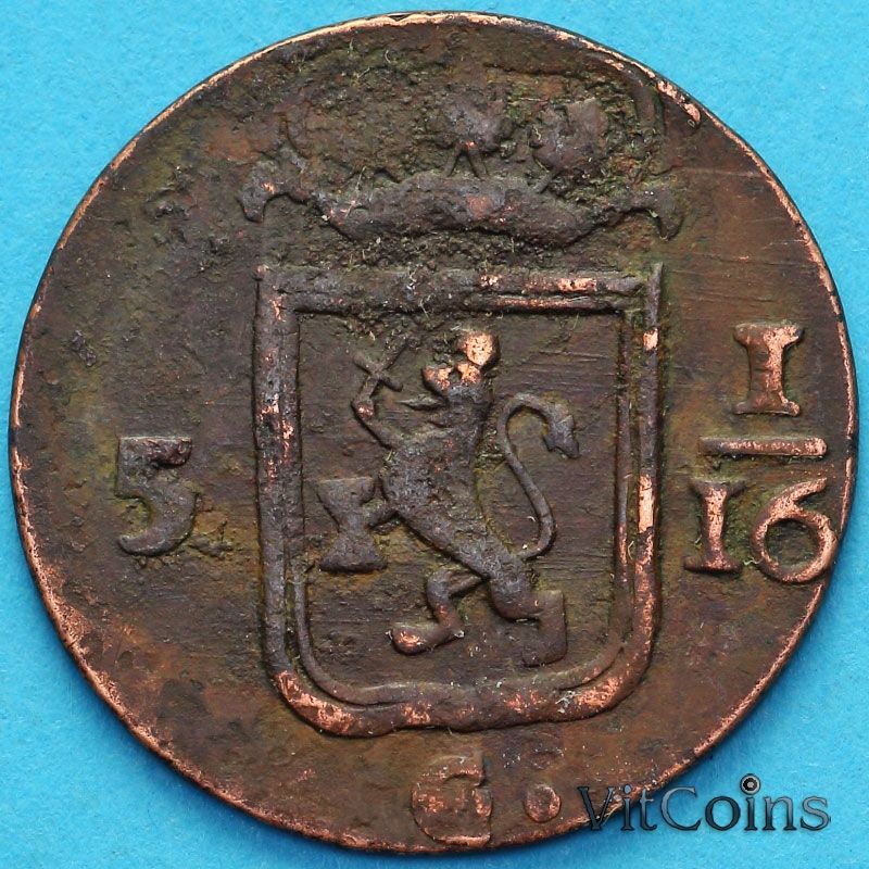 Монета Нидерландская Индия (Батавия) 1 дуит 1821 год.
