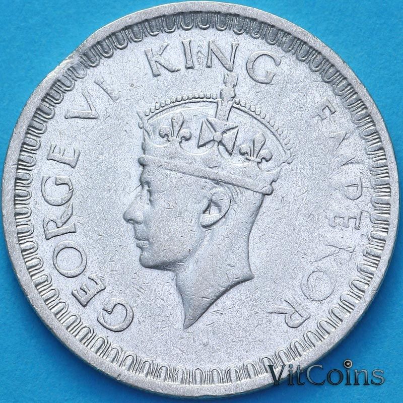 Монета Индия 1/2 рупии 1943 год. Бомбей. №2