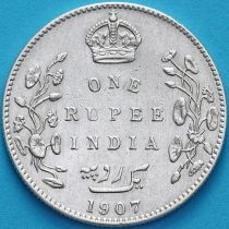 Британская Индия 1 рупия 1907 год. Бомбей. Серебро. №1