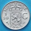 Монета Нидерландской Восточной Индии 1/10 гульдена 1945 год. Р. Серебро.
