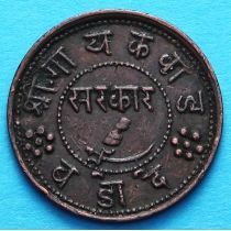 Индия 1 пай 1950 год, VS1893, княжество Барода. Широкие буквы.