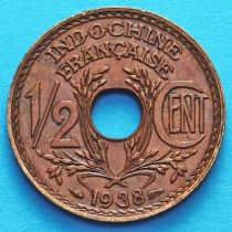 Индокитай Французский 1/2 сантима 1938 год. 