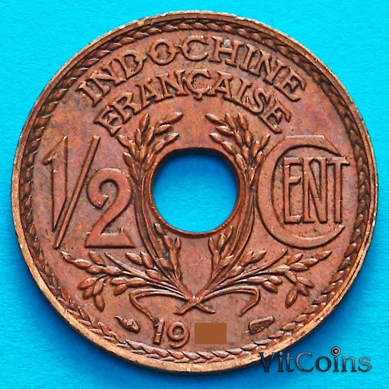 Монета Индокитай Французский 1/2 сантима 1936 год. 