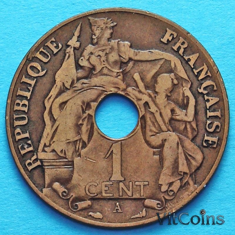 Монета Индокитай Французский 1 сантим 1926 год.