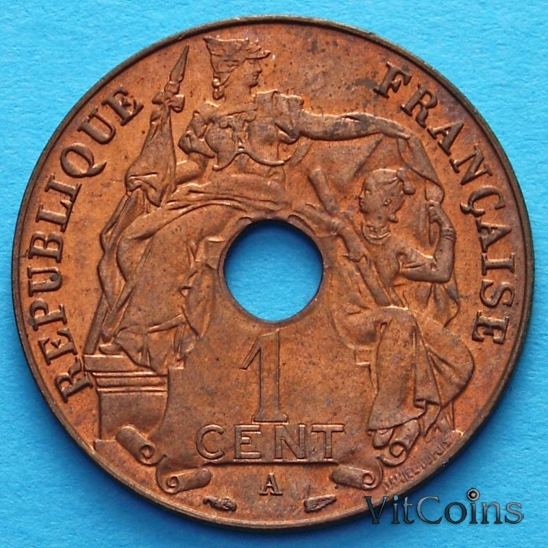 Монета Индокитай Французский 1 сантим 1938 год. aUNC