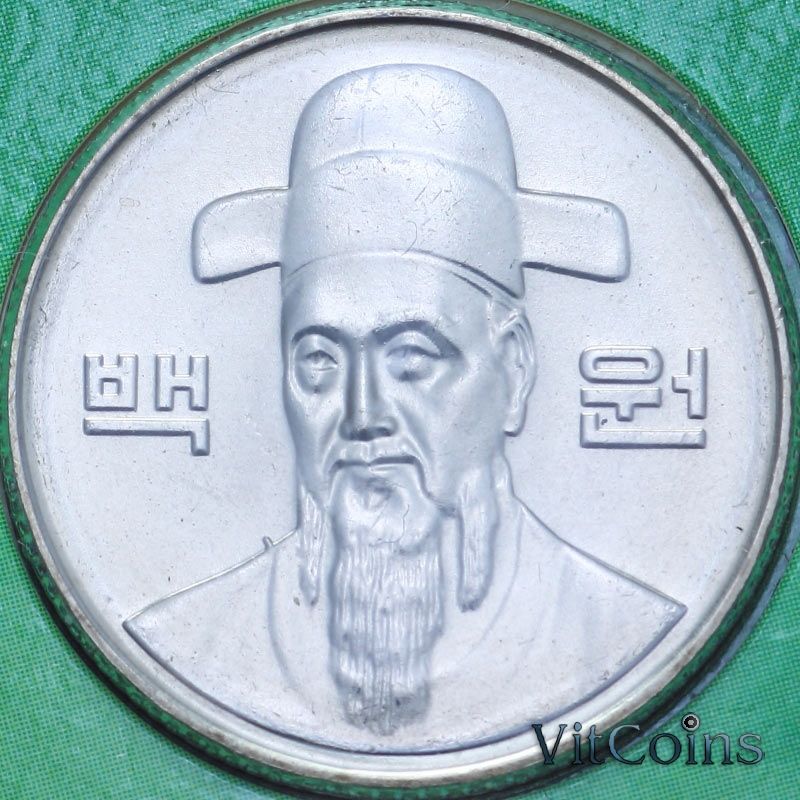 Монета Южная Корея 100 вон 2001 год. BU Монета Южная Корея 100 вон 2001 год. BU