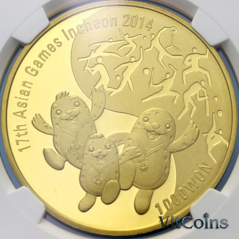 Монета Южная Корея 2014 год. Азиатские игры. Буклет