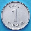 Монета Южной Кореи 1 вон 1987 год.