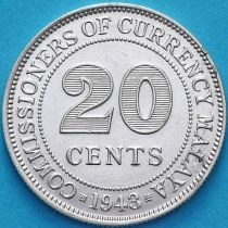 Малайя 20 центов 1943 год. Серебро.