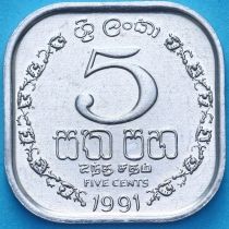 Шри Ланка 5 центов 1991 год.