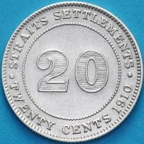 Стрейтс-Сетлментс 20 центов 1910 год. Серебро. №1