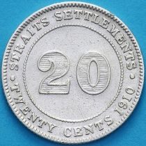 Стрейтс-Сетлментс 20 центов 1910 год. Серебро. №2