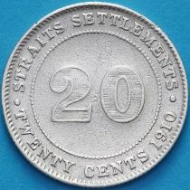 Стрейтс-Сетлментс 20 центов 1910 год. Серебро. №3