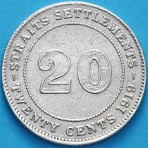 Стрейтс-Сетлментс 20 центов 1919 год. Серебро. №2